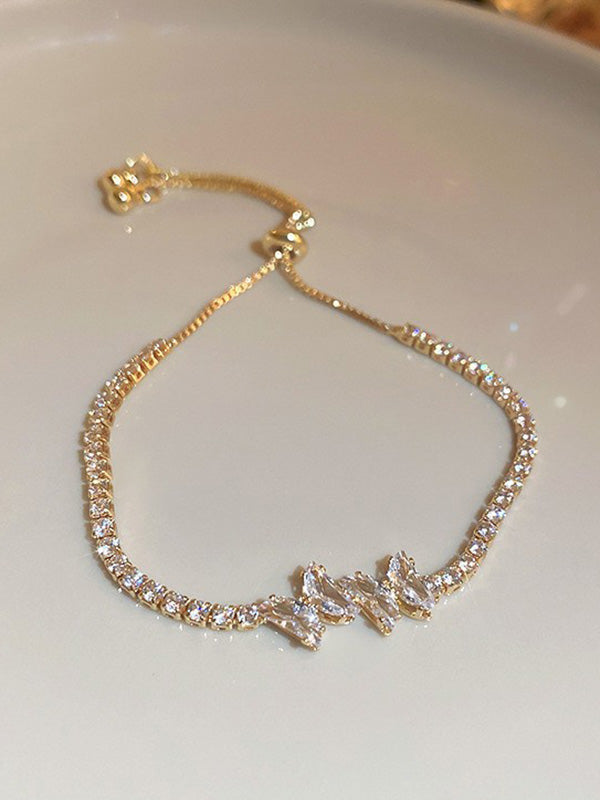 Bracelet réglable géométrique brillant à strass