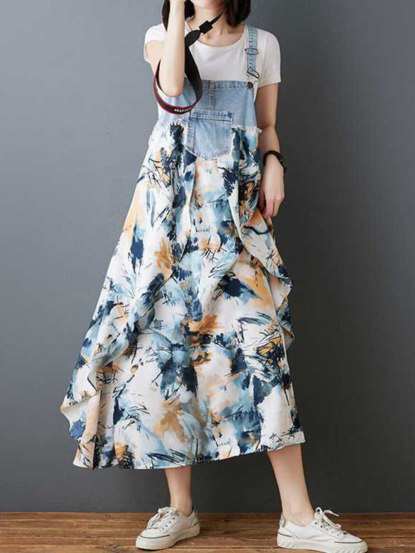 Robe longue ample à imprimé floral, grande taille, poches fendues, col Spaghetti, robe à bretelles