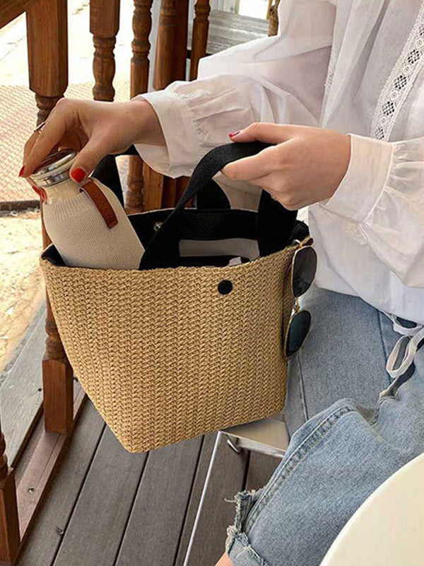 Sac à main tressé à empiècements