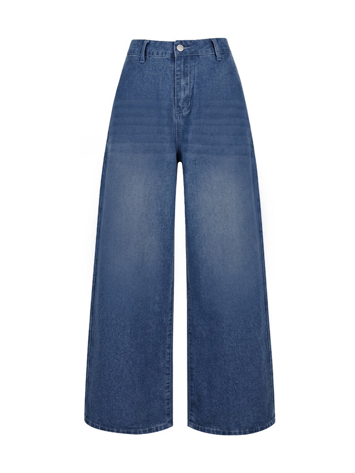 Jean ample à jambes larges, à poches, couleur unie
