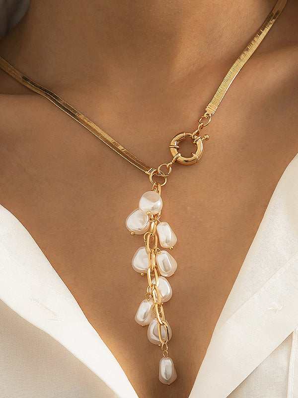 Collier Géométrique Original à Pendentif Perle