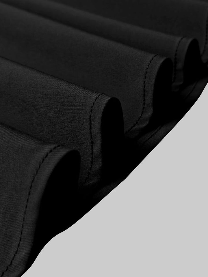 Robe longue ample plissée à manches bouffantes, à taille élastique, à épaules dénudées, couleur unie