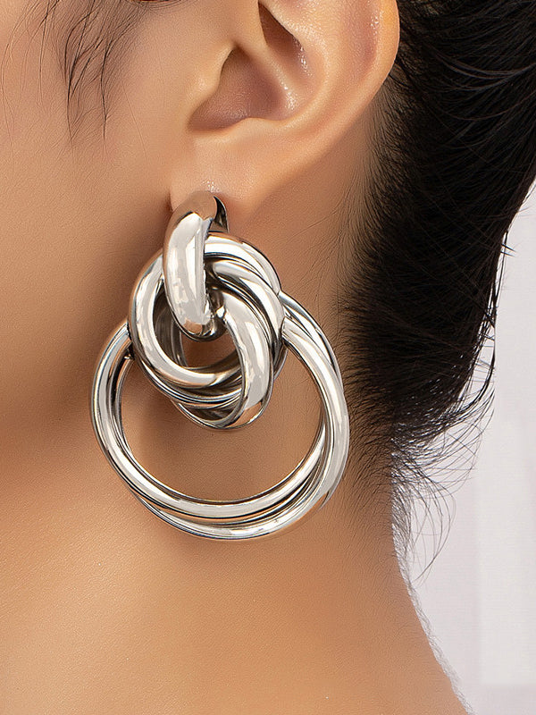 Boucles d'oreilles géométriques ajourées brillantes