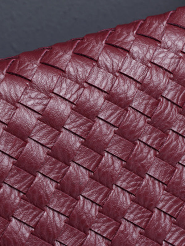 Sac à main géométrique tressé à empiècements, à fermeture éclair, couleur unie