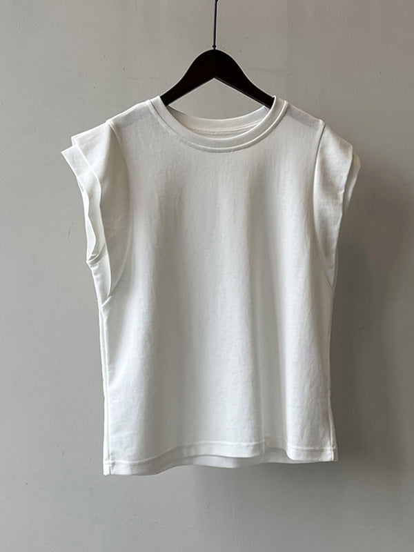 T-shirt ample sans manches, à empiècements, à col rond
