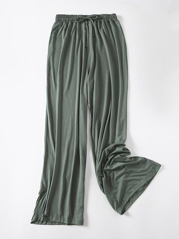 Pantalon confortable ample à cordon de serrage, couleur unie