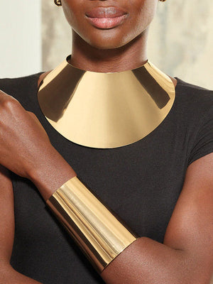 Ensemble trois pièces géométrique – collier + boucles d'oreilles + bracelet