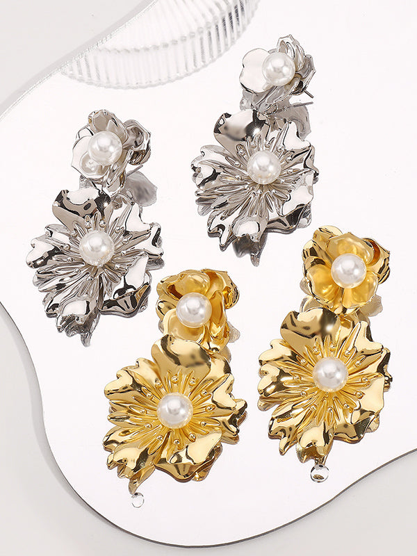 Boucles d'oreilles pendantes en forme de fleur