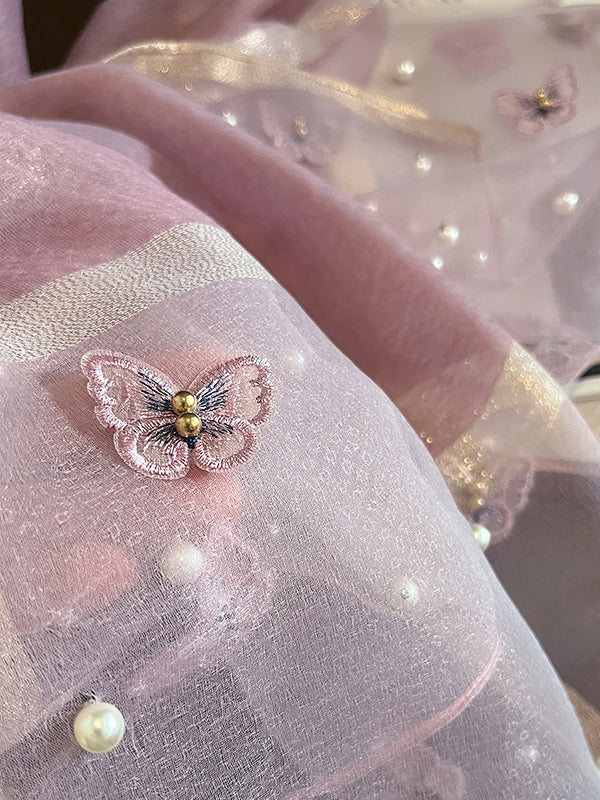 Écharpe garde au chaud en perles appliquées en forme de papillon