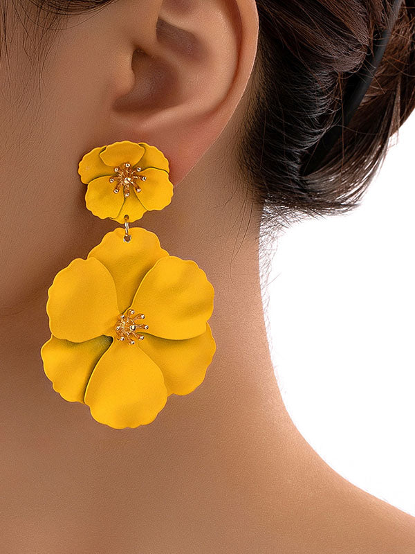 Parure boucles d'oreilles pendantes et boucles d'oreilles en forme de fleur