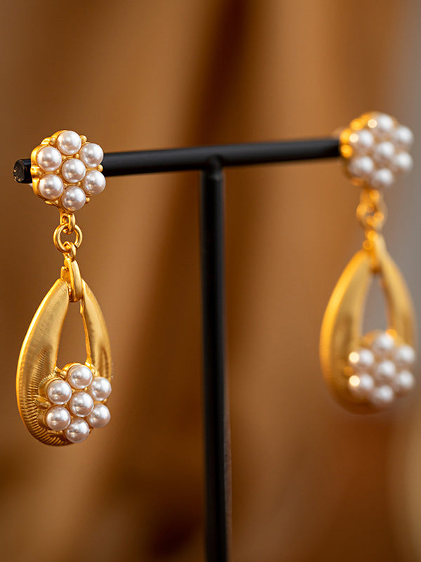 Boucles d'oreilles à chaîne, en forme de fleur