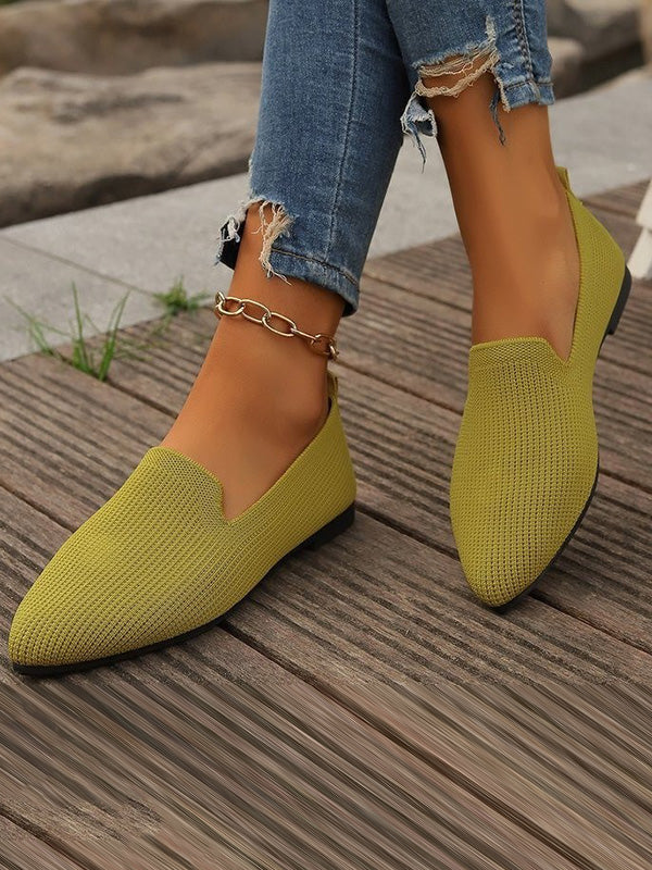 Chaussures plates à bout pointu, à découpe basse, à empiècements