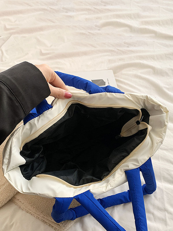 Sac cabas matelassé à empiècements, couleur contrastée