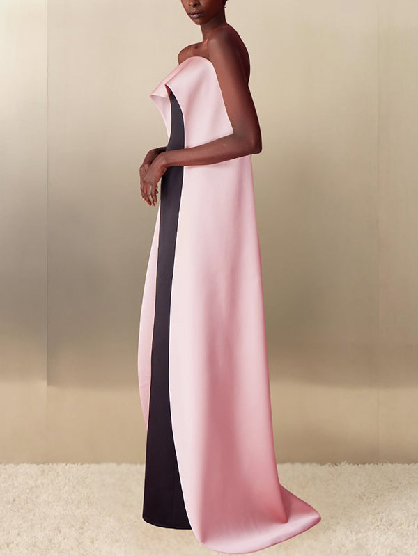 Robe longue ample sans manches, bustier, couleur contrastée