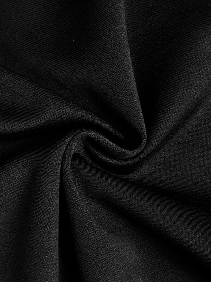 Robe longue ample asymétrique boutonnée fendue sur le côté à manches longues, à empiècements, à col cheminée