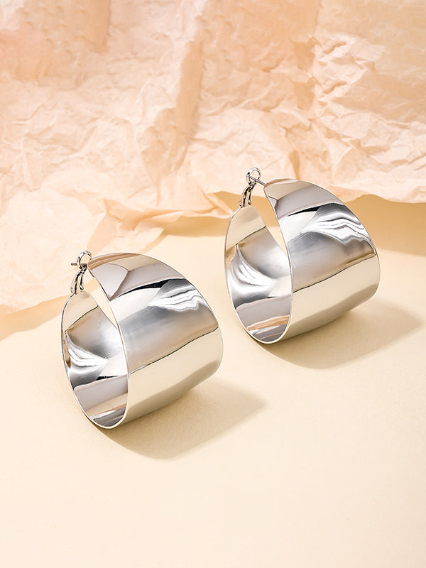 Boucles d'oreilles géométriques brillantes couleur unie
