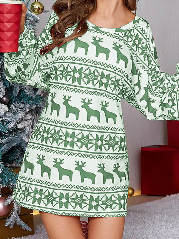 Robe courte à manches longues, à manches bouffantes, à imprimé animal, à imprimé floral, asymétrique à une épaule, couleur contrastée