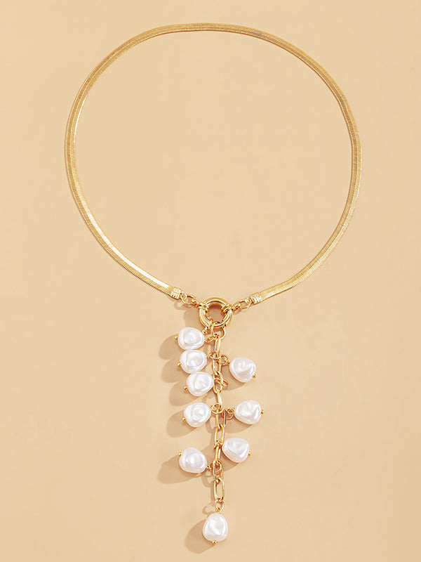 Collier Géométrique Original à Pendentif Perle