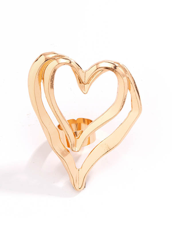 Bague en forme de cœur, couleur unie