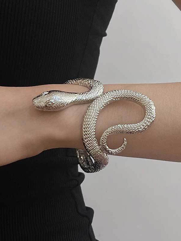 Bracelet géométrique en forme de serpent, couleur unie
