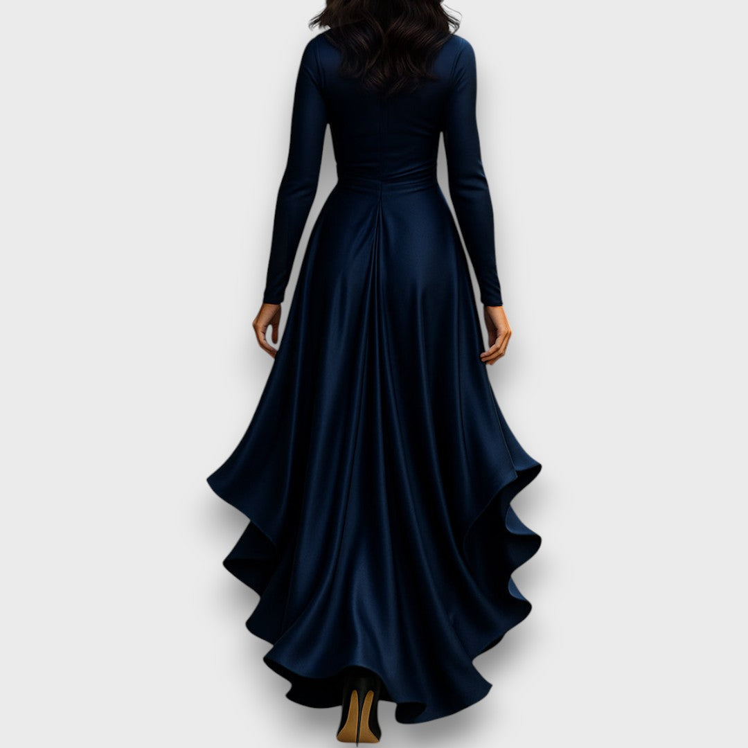 Marcelline – Robe maxi drapée avec volants
