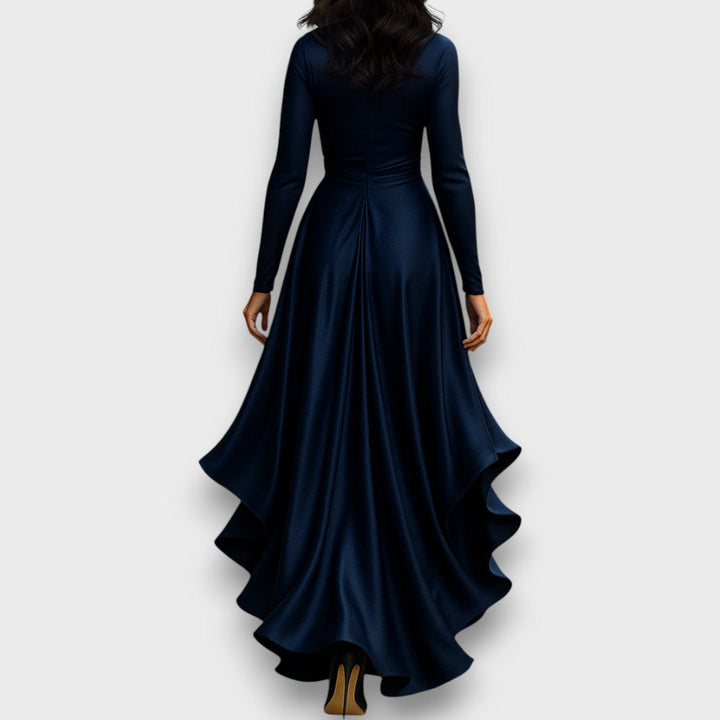 Marcelline – Robe maxi drapée avec volants
