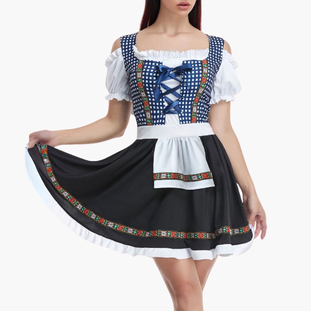 Robe Dirndl à carreaux pour femmes - Oktoberfest 2025