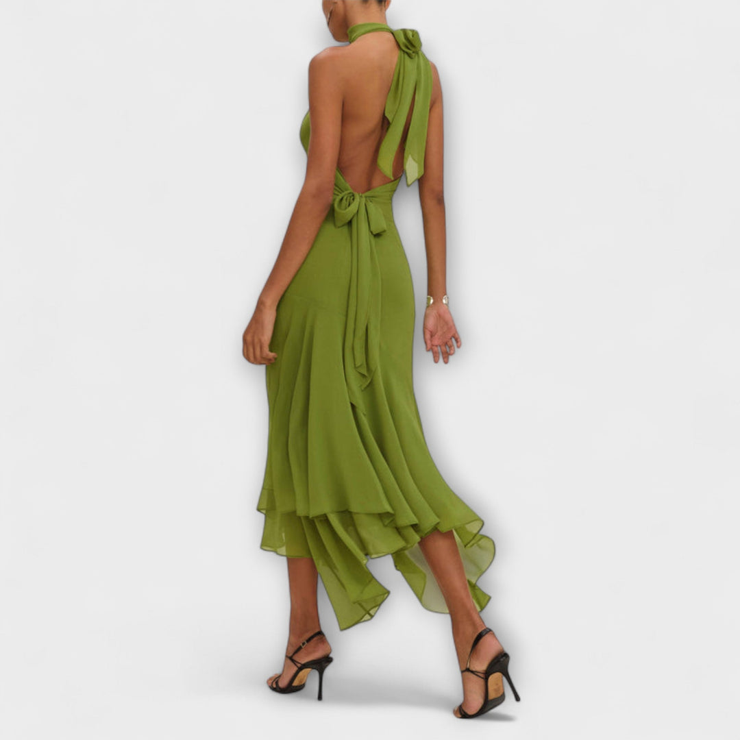 Elodie - Robe maxi asymétrique chic
