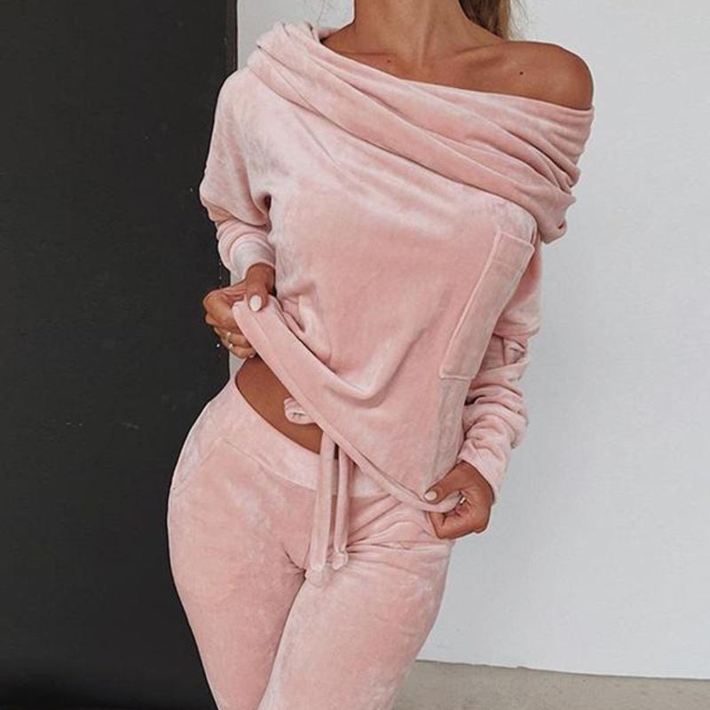 T-shirt à manches longues doux et pantalon pour femmes