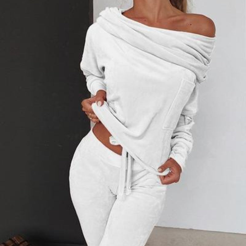 T-shirt à manches longues doux et pantalon pour femmes