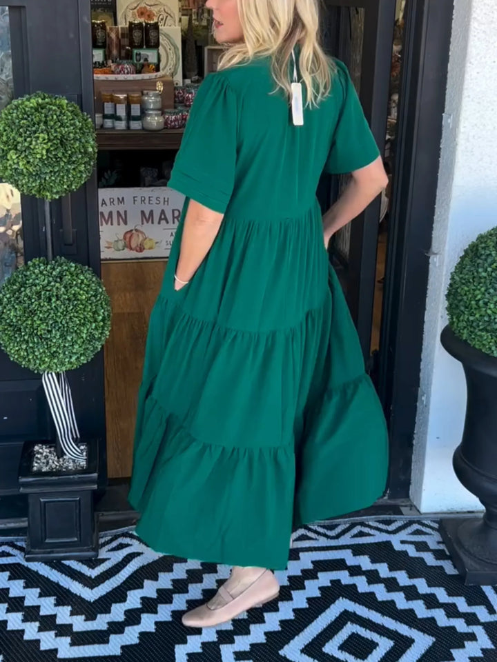 MARJOEIN - ROBE MIDI À MANCHES COURTES
