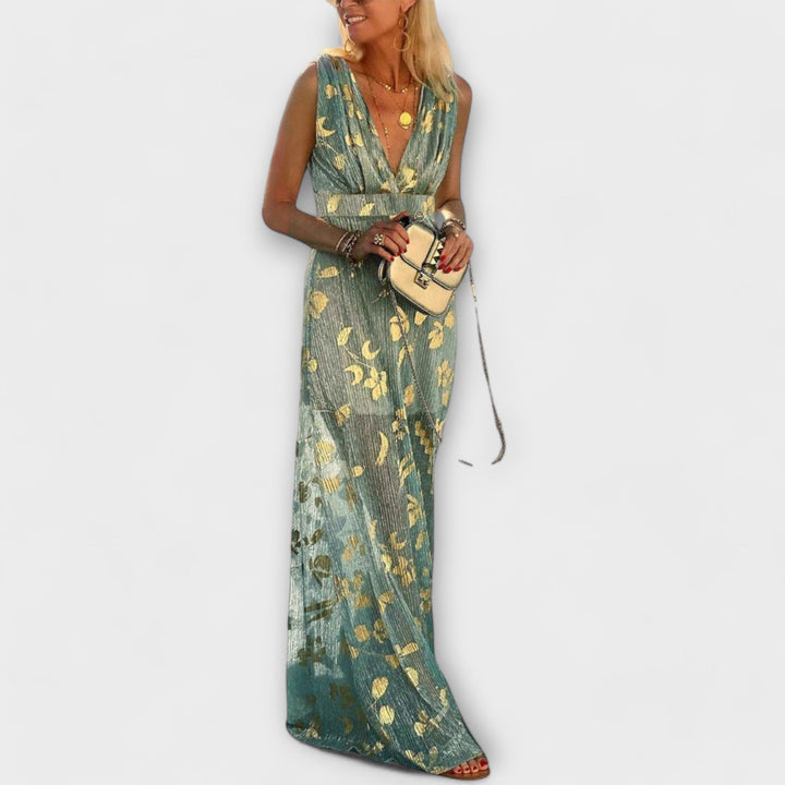 Almera – Robe maxi légère avec des reflets dorés