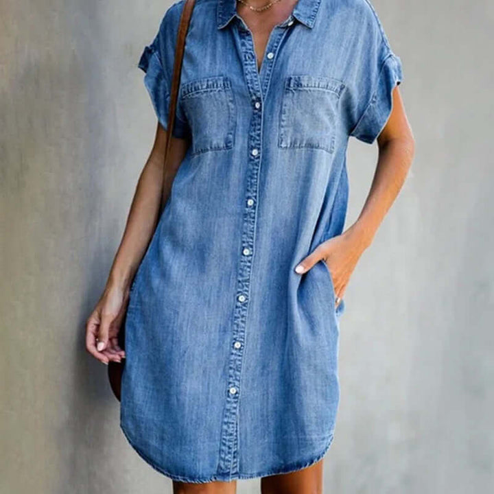 Cornelia | Robe en Jean Décontractée à Boutons pour Femme