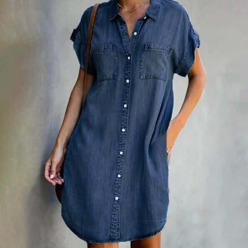 Cornelia | Robe en Jean Décontractée à Boutons pour Femme