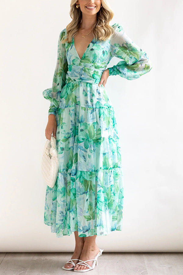 Pénélope | Robe Midi Florale - Décolleté en V & Élégante