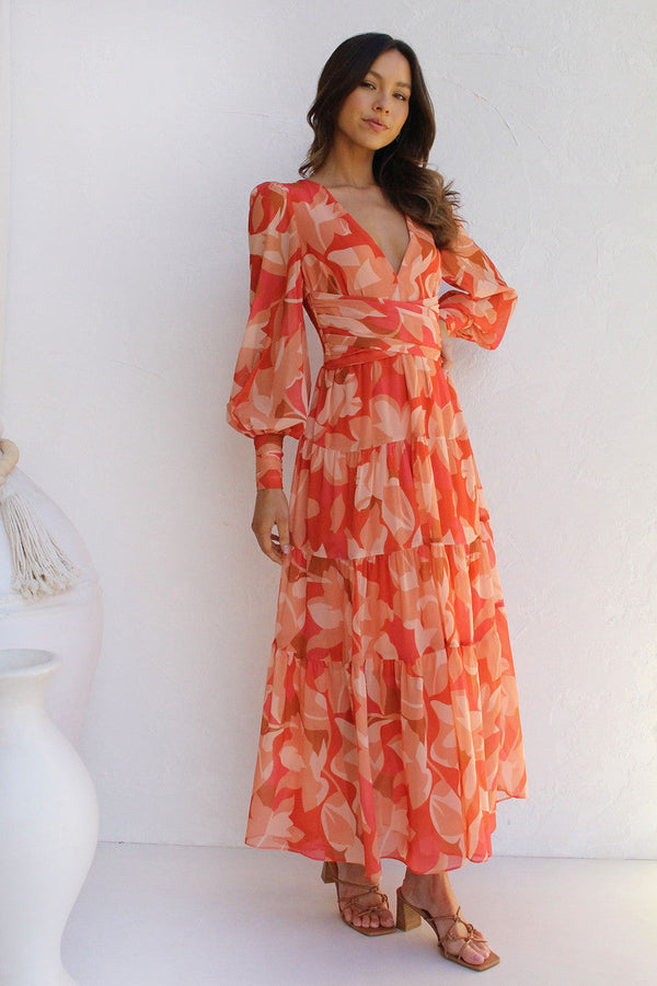 Pénélope | Robe Midi Florale - Décolleté en V & Élégante