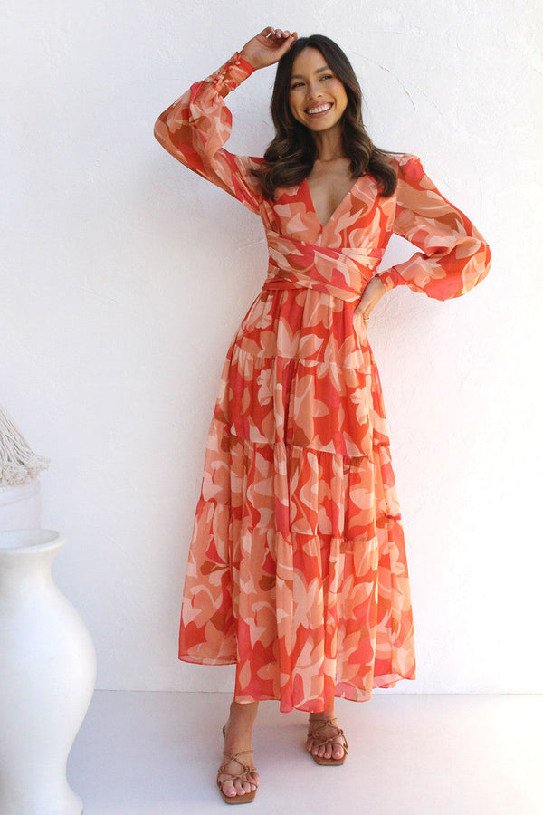 Pénélope | Robe Midi Florale - Décolleté en V & Élégante