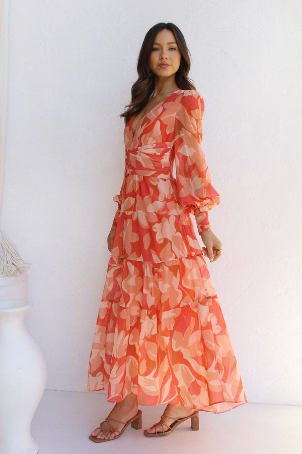 Pénélope | Robe Midi Florale - Décolleté en V & Élégante