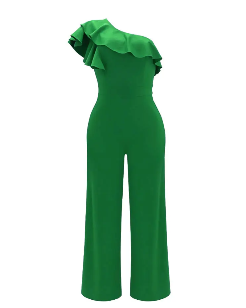 Combinaison Élégante Femme à Épaule Unique | Pantalon Large