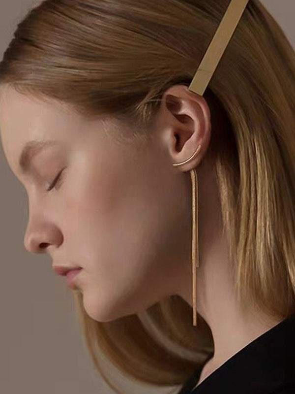 Boucles d'oreilles pendantes géométriques à pompons