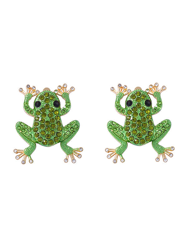 Boucles d'oreilles brillantes en forme d'animal, à strass