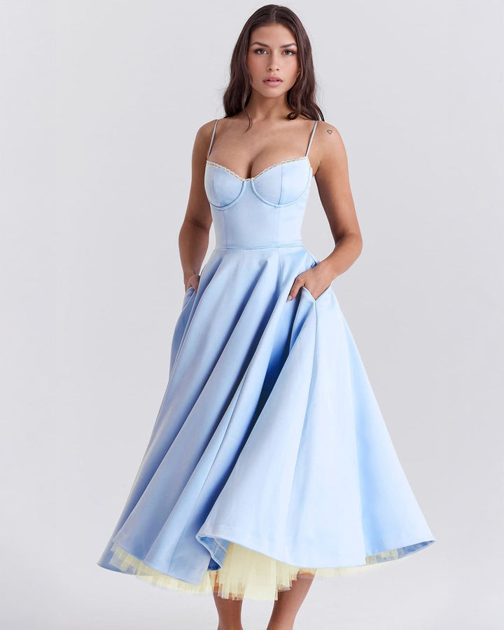 Paula | Robe Midi en Satin Duchesse avec Corsage