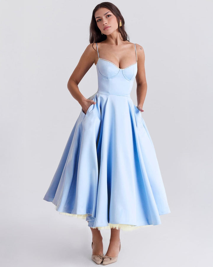 Paula | Robe Midi en Satin Duchesse avec Corsage