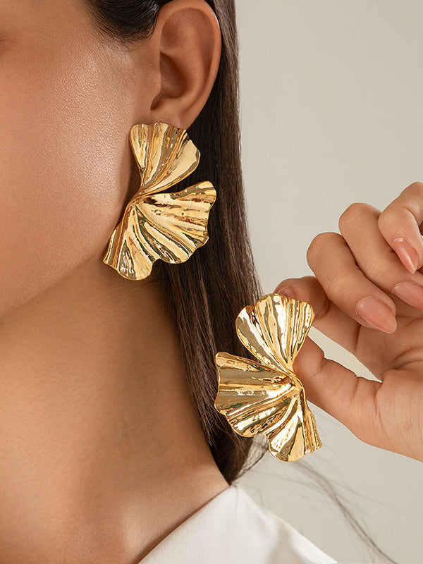 Boucles d'oreilles géométriques plissées couleur unie
