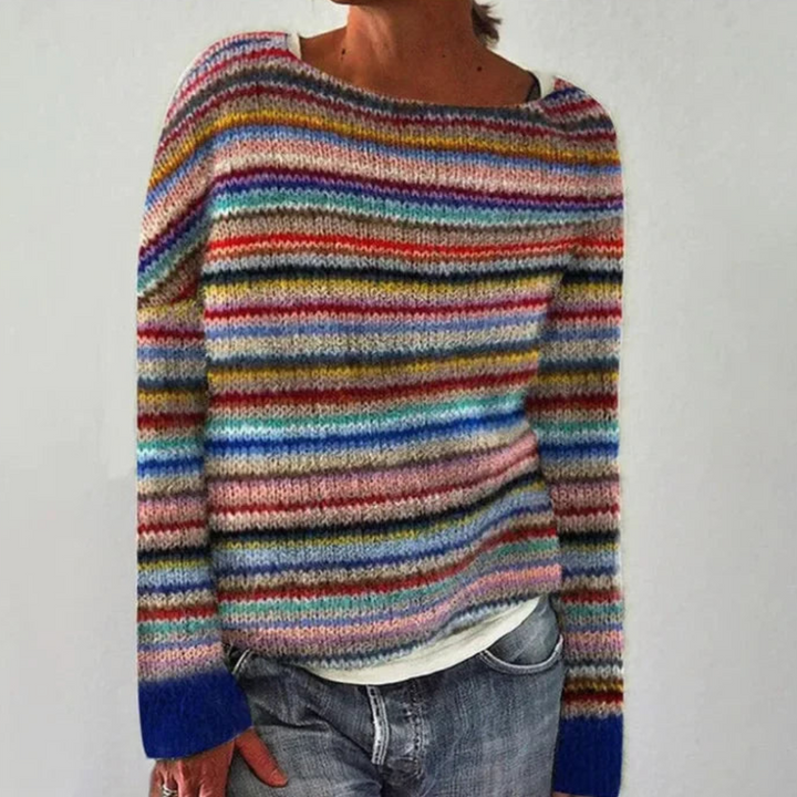 Pull en grosse maille norvégien pour femmes | Col rond à manches longues