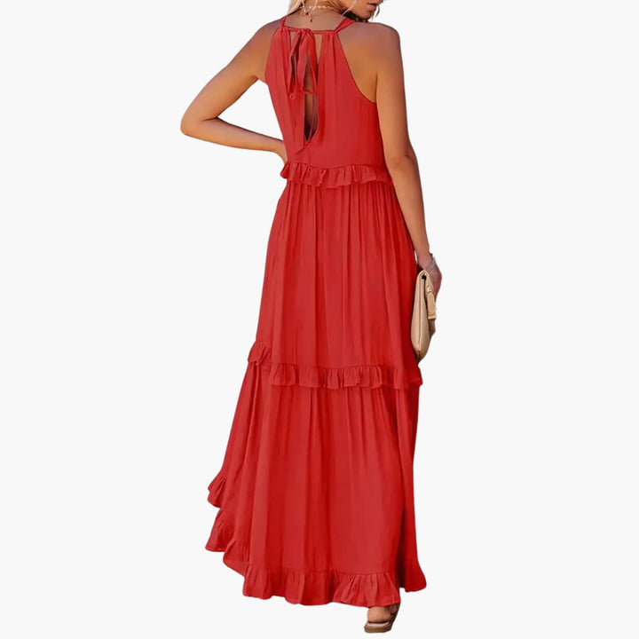 Robe maxi à volants - Robe à volants pour femmes, élégante et légère