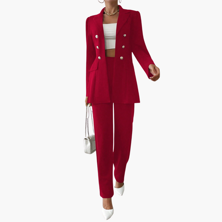 Costume deux pièces avec blazer pour femmes et pantalons droits