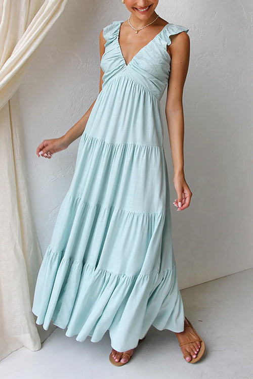 Juliet - Robe maxi avec décolleté en V et volants