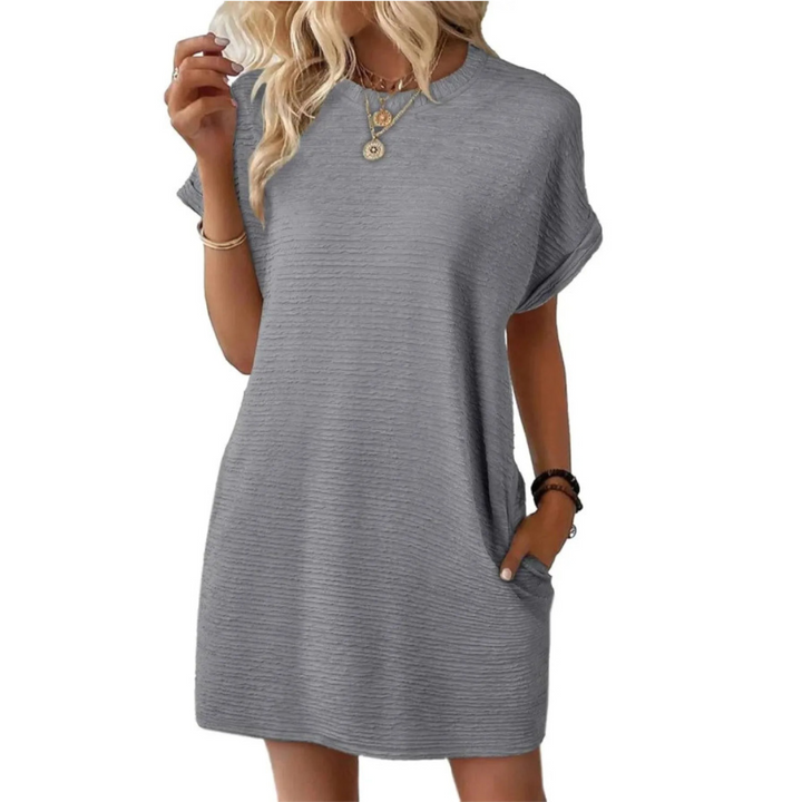 Clariss | Robe T-Shirt Femme Manches Courtes Col Rond Mini Été