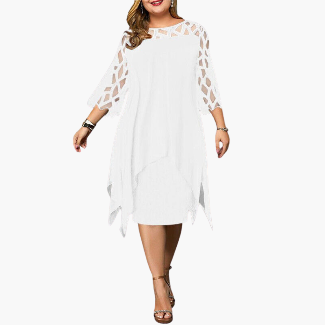 Robe de soirée légère pour femmes - robe midi avec manches découpées